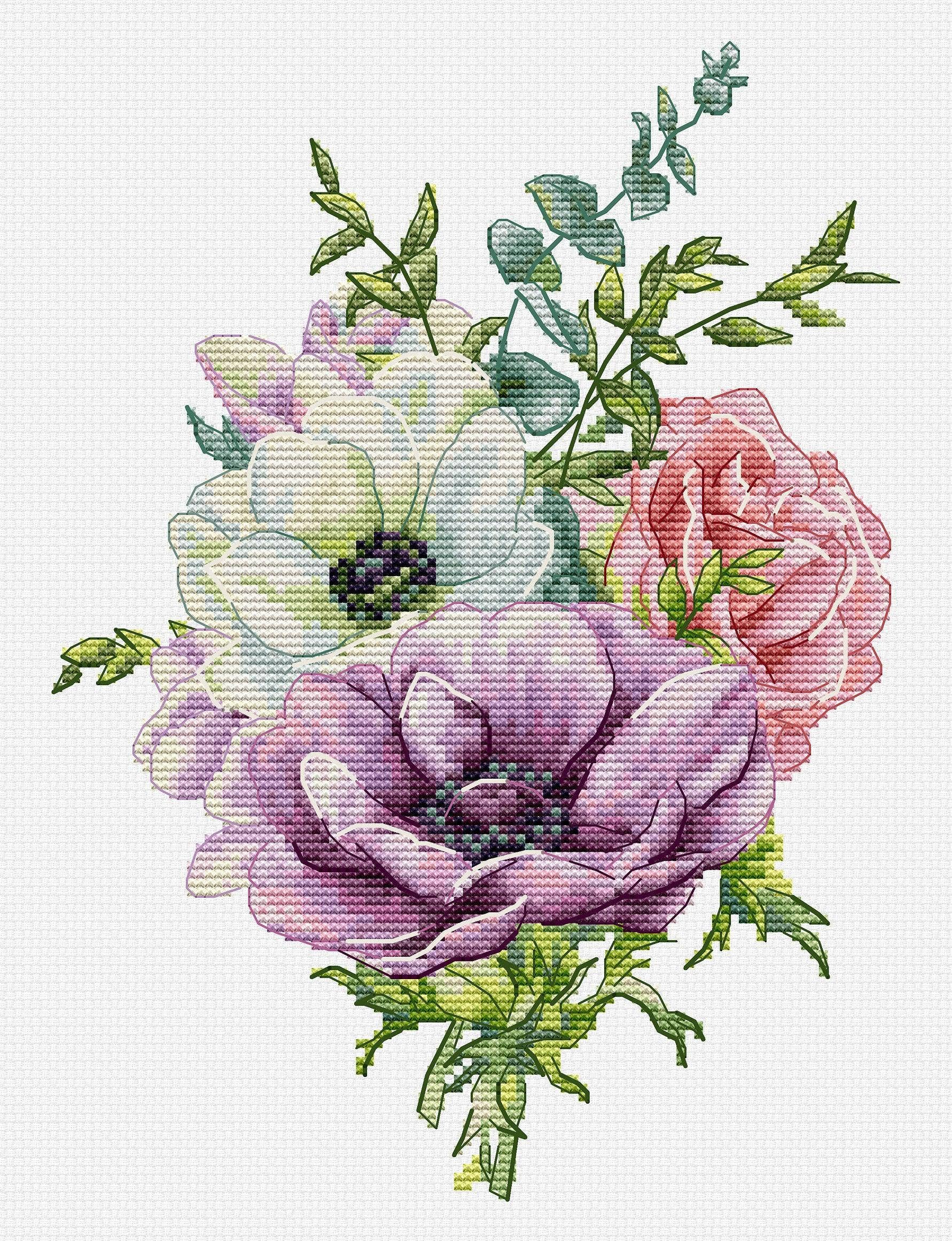 Luca-S Cross Stitch Kit: Anemone, B7017 Cross Stitch Kit