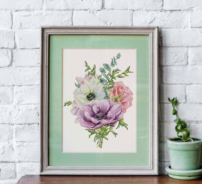 Luca-S Cross Stitch Kit: Anemone, B7017 Cross Stitch Kit