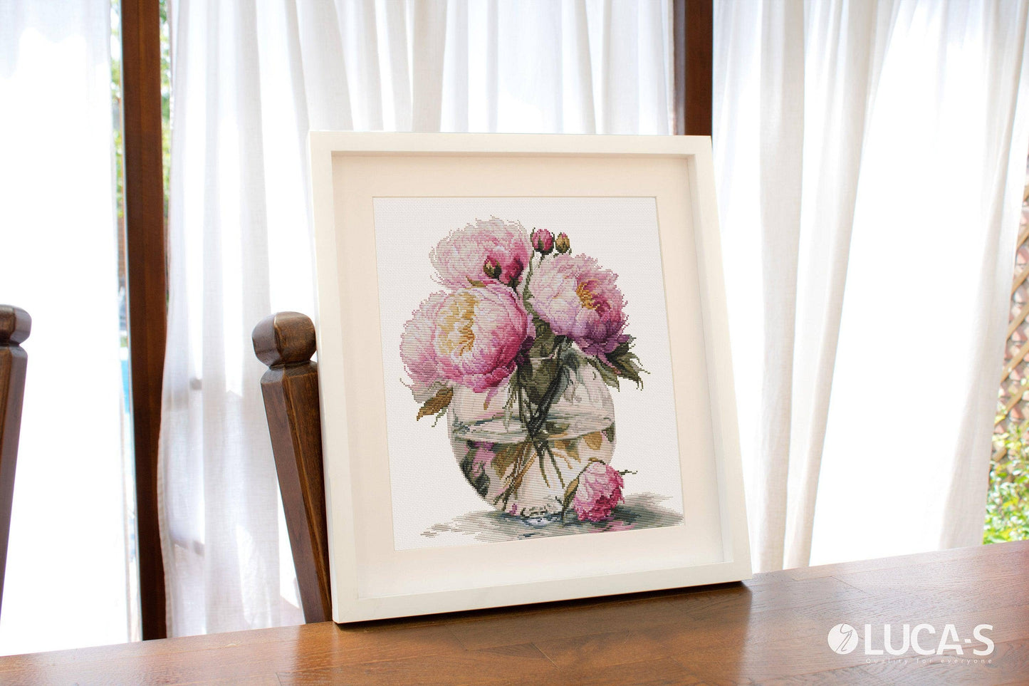 Luca-S Cross Stitch Kit: Bouquet of Peonies, B7028 Cross Stitch Kit