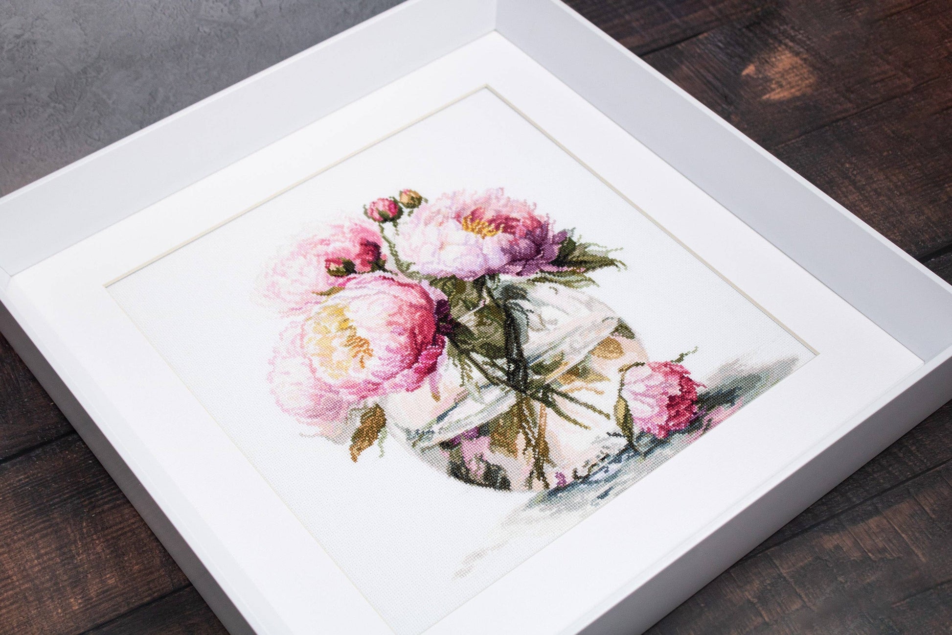 Luca-S Cross Stitch Kit: Bouquet of Peonies, B7028 Cross Stitch Kit