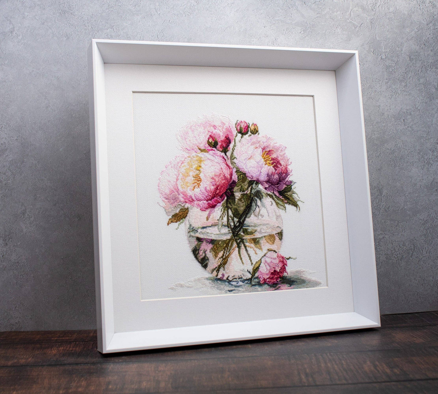 Luca-S Cross Stitch Kit: Bouquet of Peonies, B7028 Cross Stitch Kit