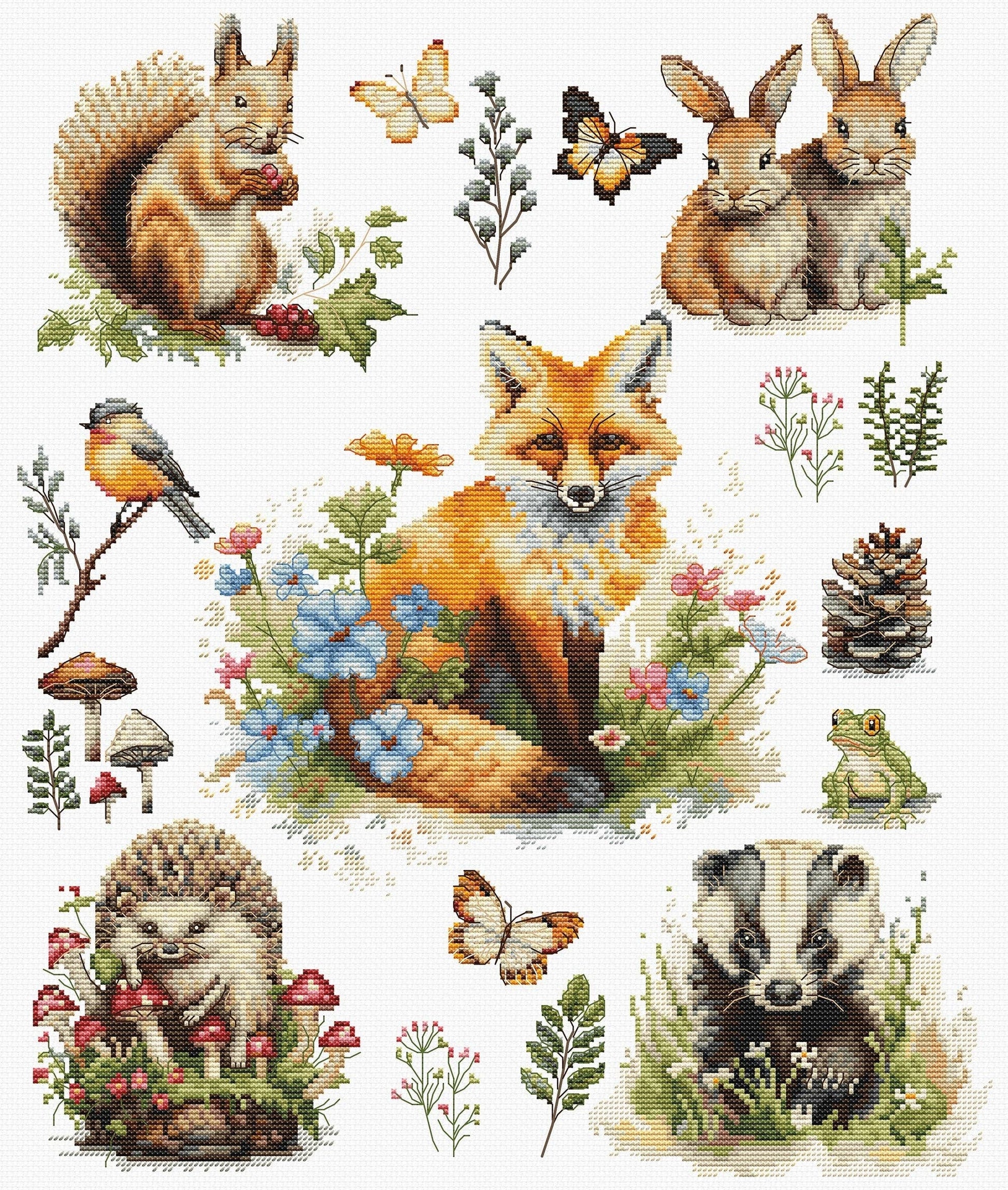 Luca-S Cross Stitch Kit: Forest Animals, BU5057 Cross Stitch Kit