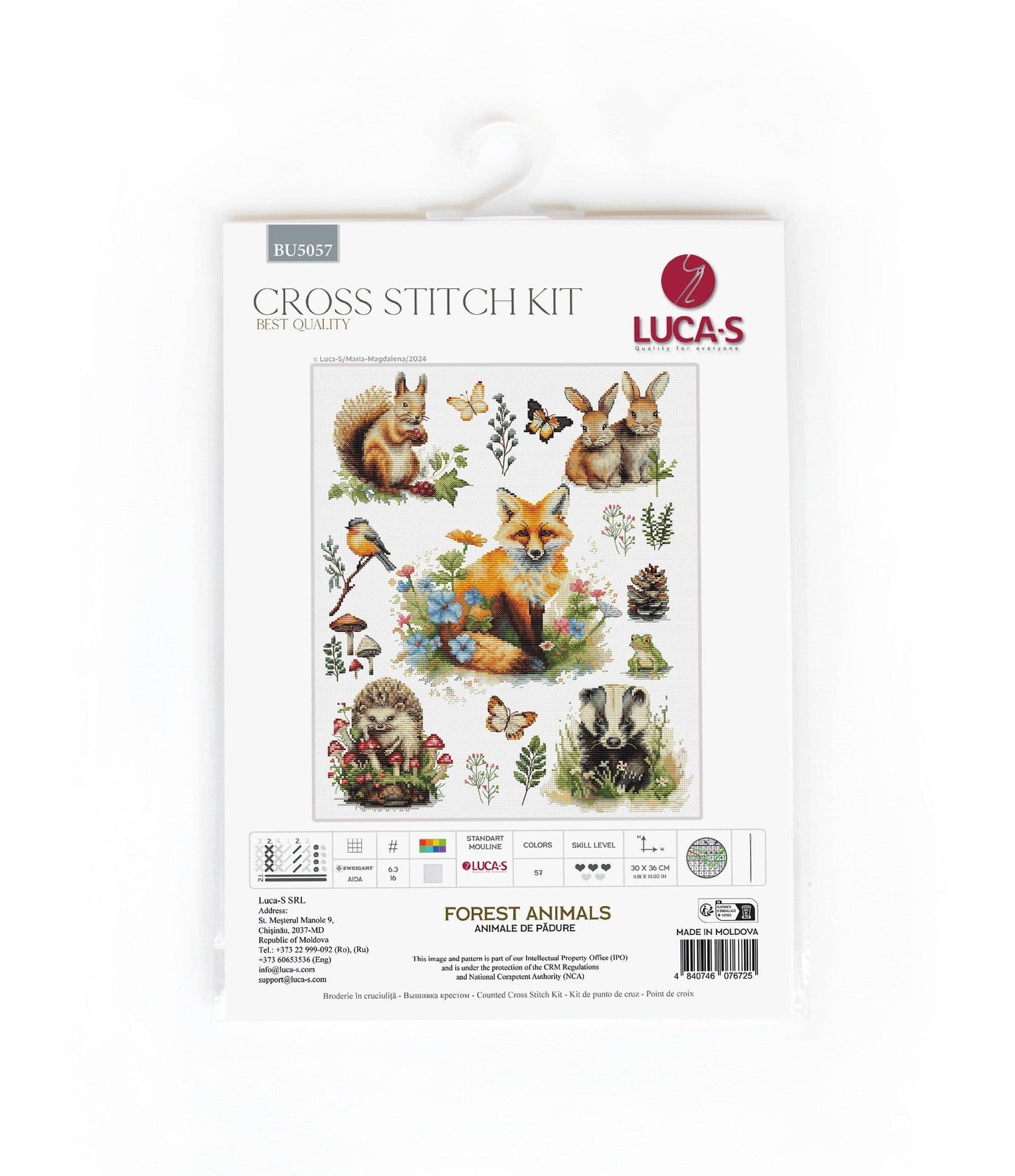 Luca-S Cross Stitch Kit: Forest Animals, BU5057 Cross Stitch Kit