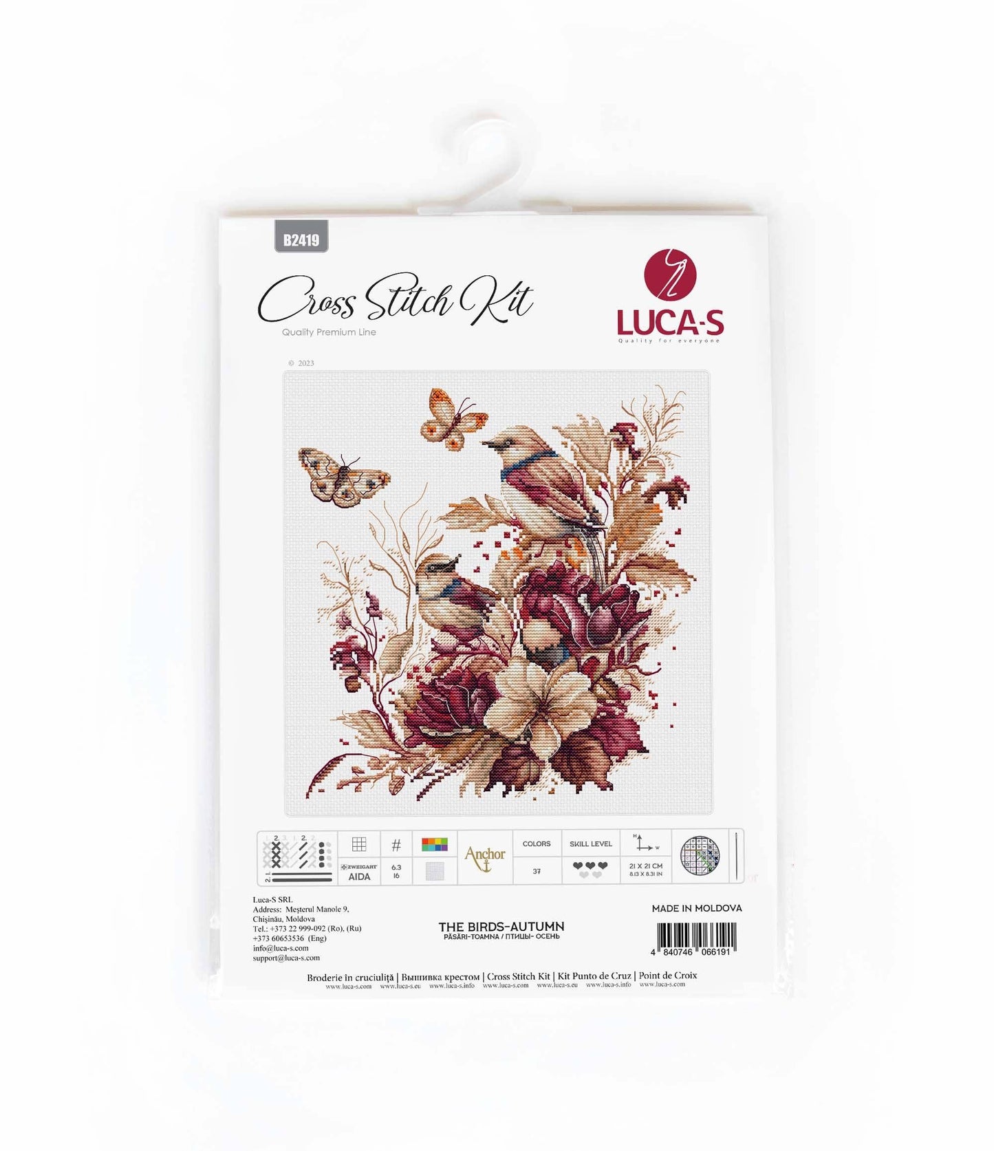 Luca-S Cross Stitch Kit: The Birds-Autumn, B2419 Cross Stitch Kit