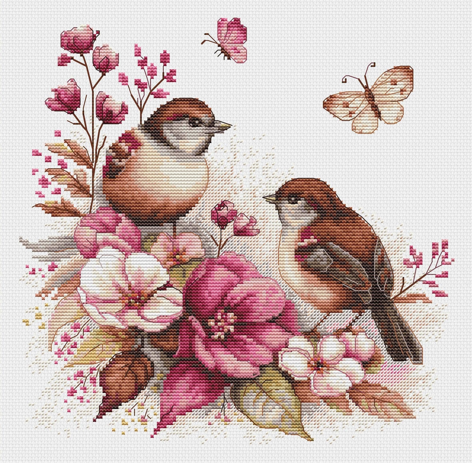 Luca-S Cross Stitch Kit: The Birds- Spring, B2420 Cross Stitch Kit