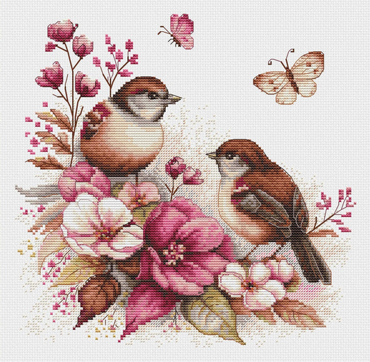 Luca-S Cross Stitch Kit: The Birds- Spring, B2420 Cross Stitch Kit