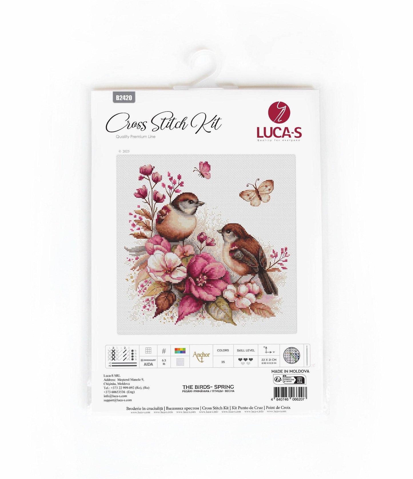 Luca-S Cross Stitch Kit: The Birds- Spring, B2420 Cross Stitch Kit