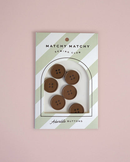 Matchy Matchy Sewing Club Set of 6 Cocoa Retro Buttons