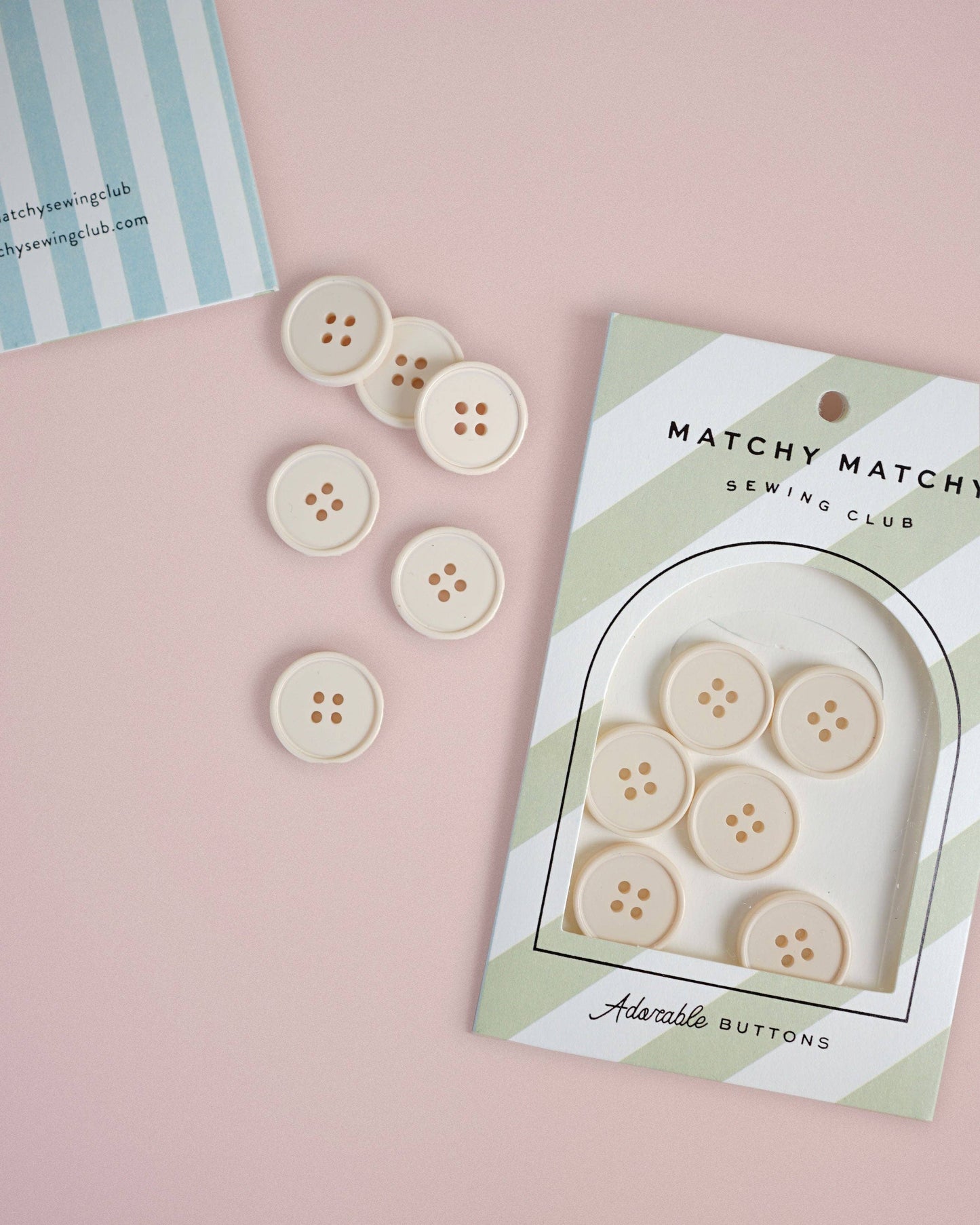 Matchy Matchy Sewing Club Set of 6 Cream Puff Retro Buttons