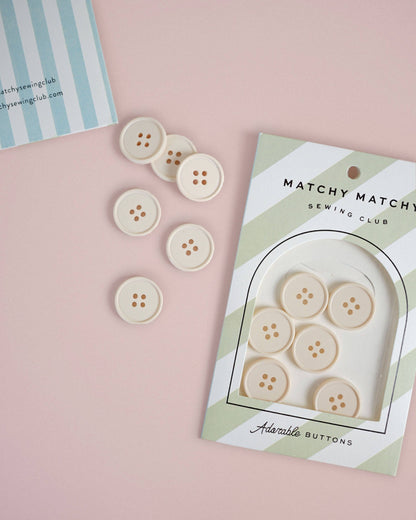 Matchy Matchy Sewing Club Set of 6 Cream Puff Retro Buttons