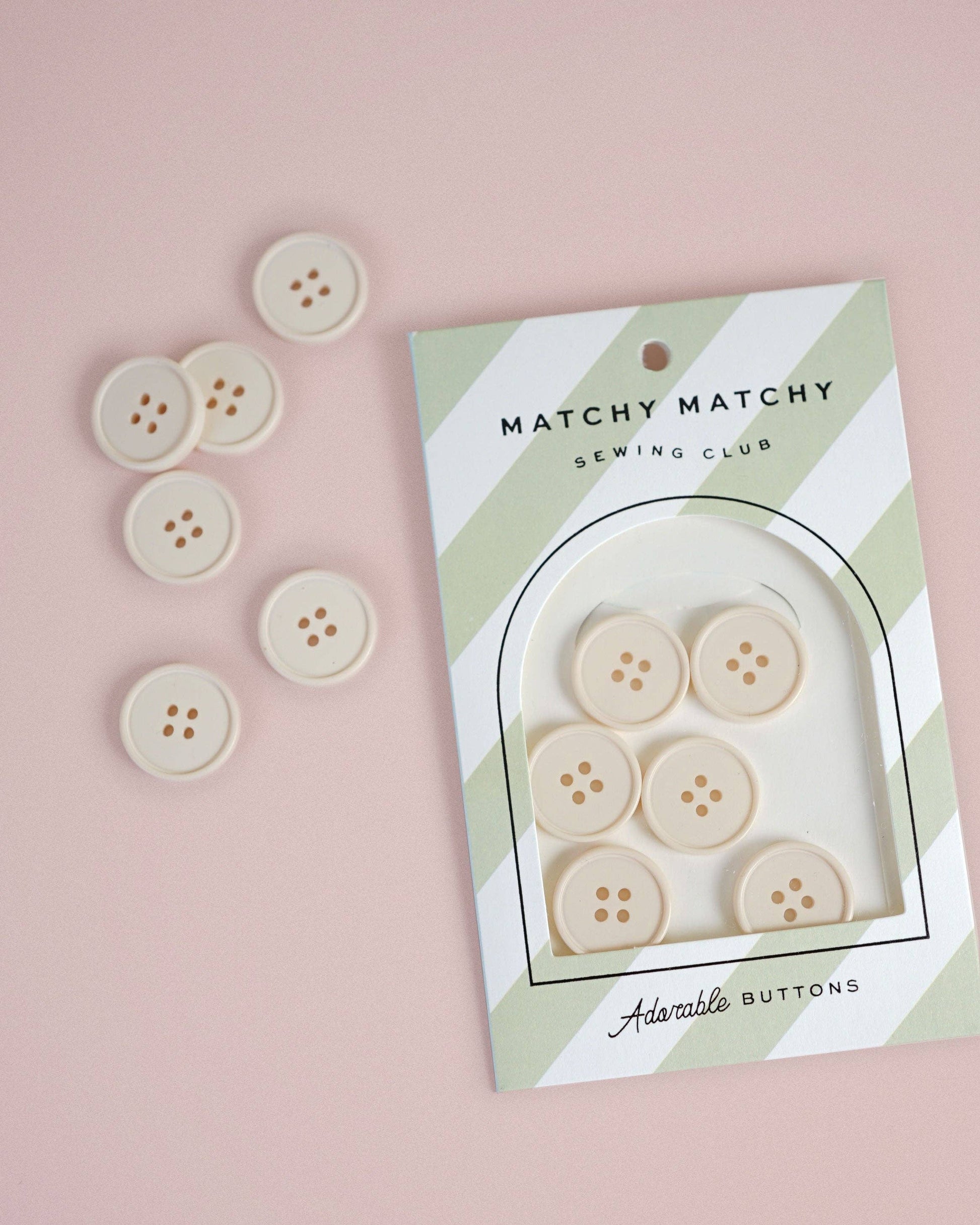 Matchy Matchy Sewing Club Set of 6 Cream Puff Retro Buttons