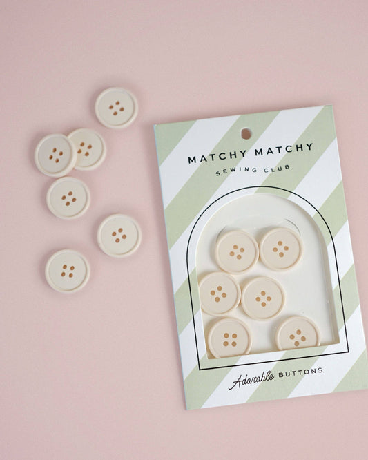 Matchy Matchy Sewing Club Set of 6 Cream Puff Retro Buttons