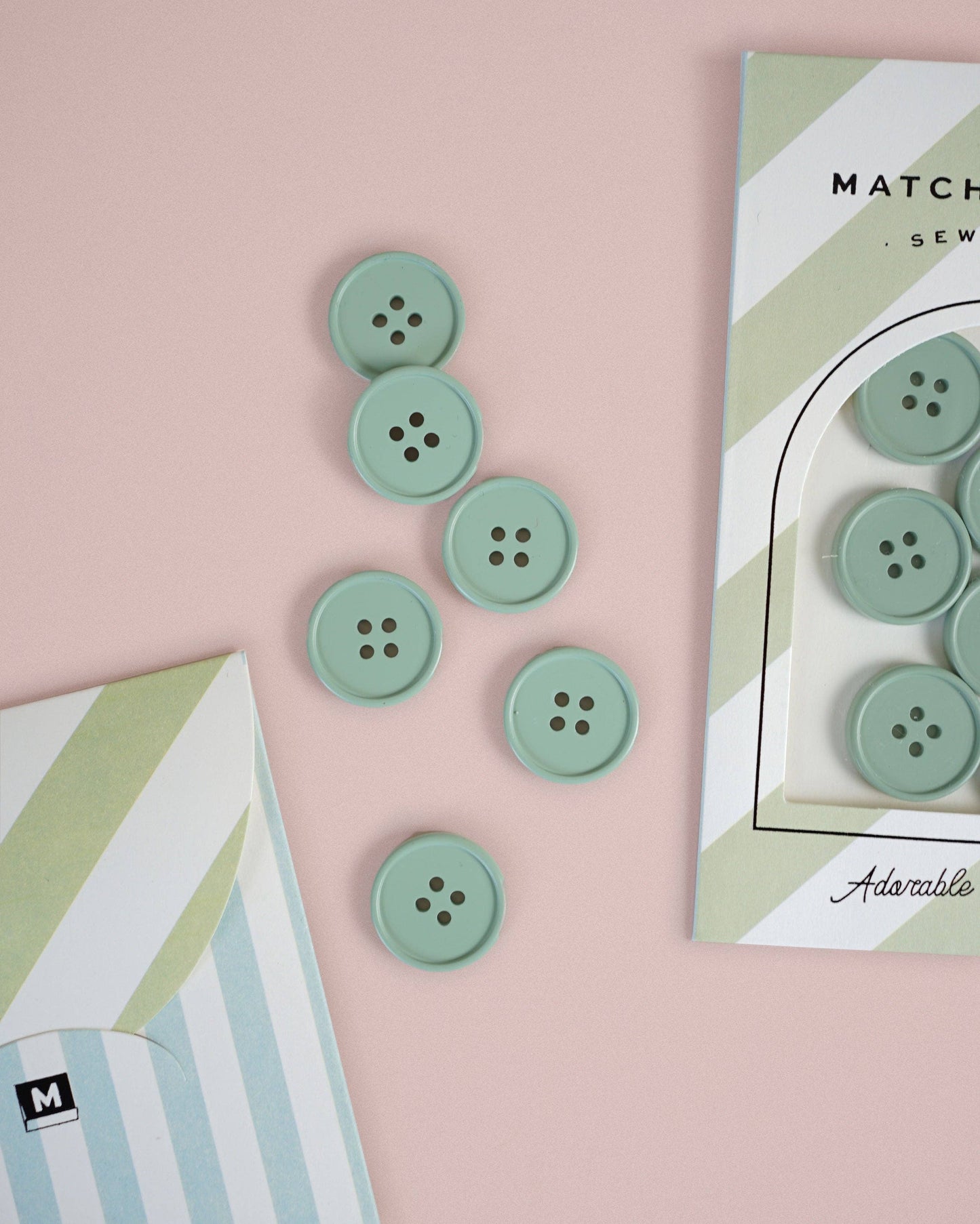 Matchy Matchy Sewing Club Set of 6 Sage Retro Buttons