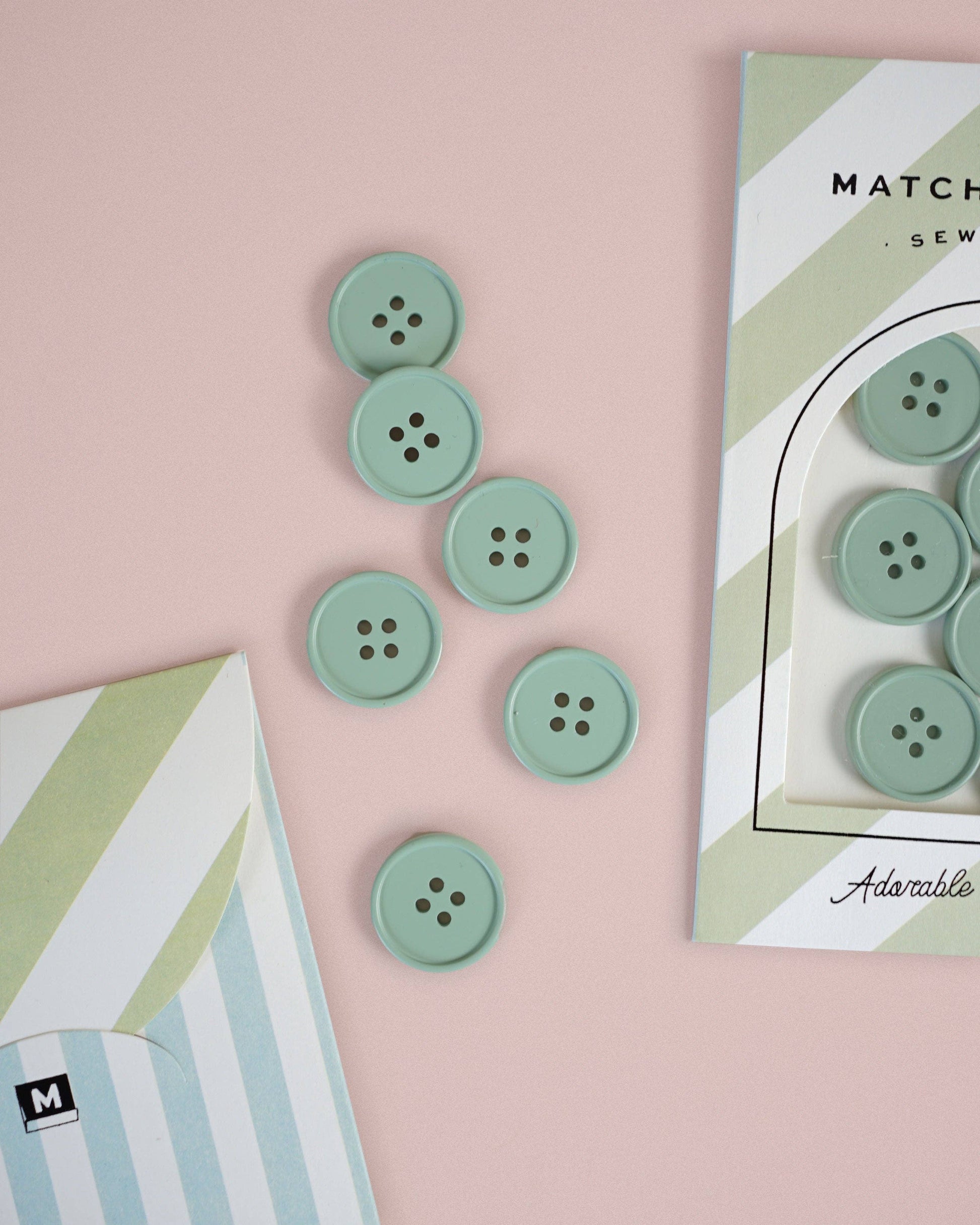 Matchy Matchy Sewing Club Set of 6 Sage Retro Buttons