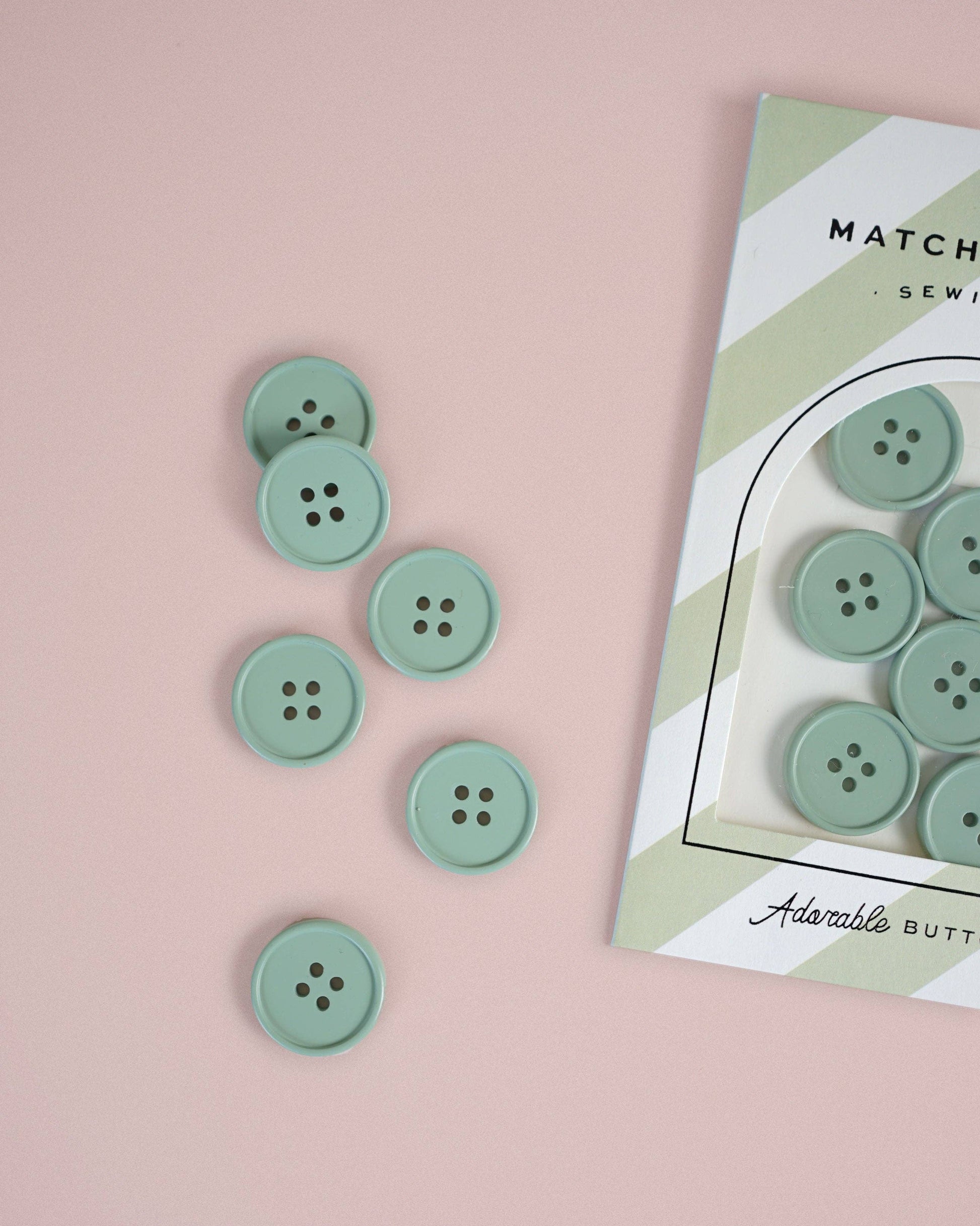 Matchy Matchy Sewing Club Set of 6 Sage Retro Buttons