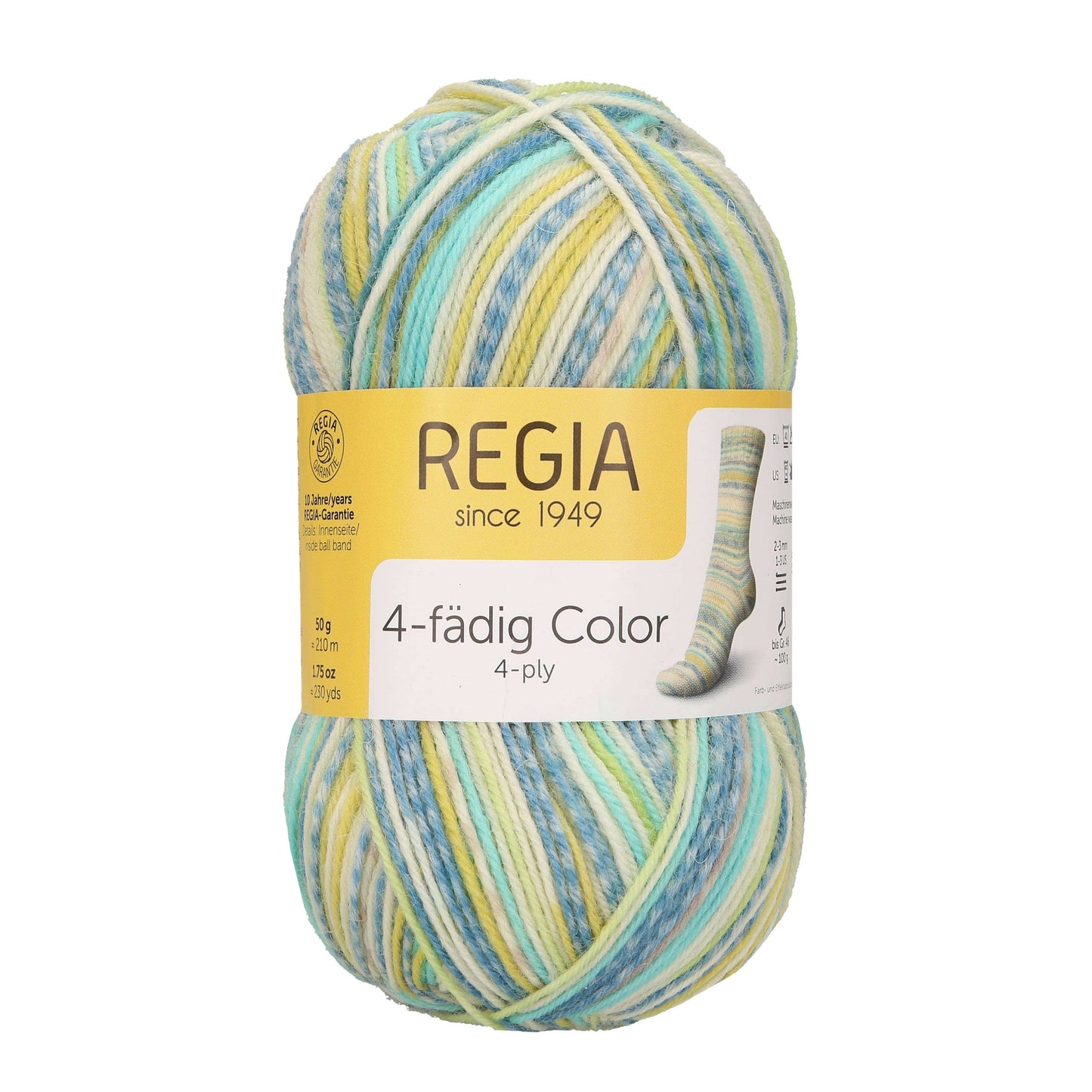 MEZ Funky Turquoise And Lime Color REGIA Sock Wool Yarn