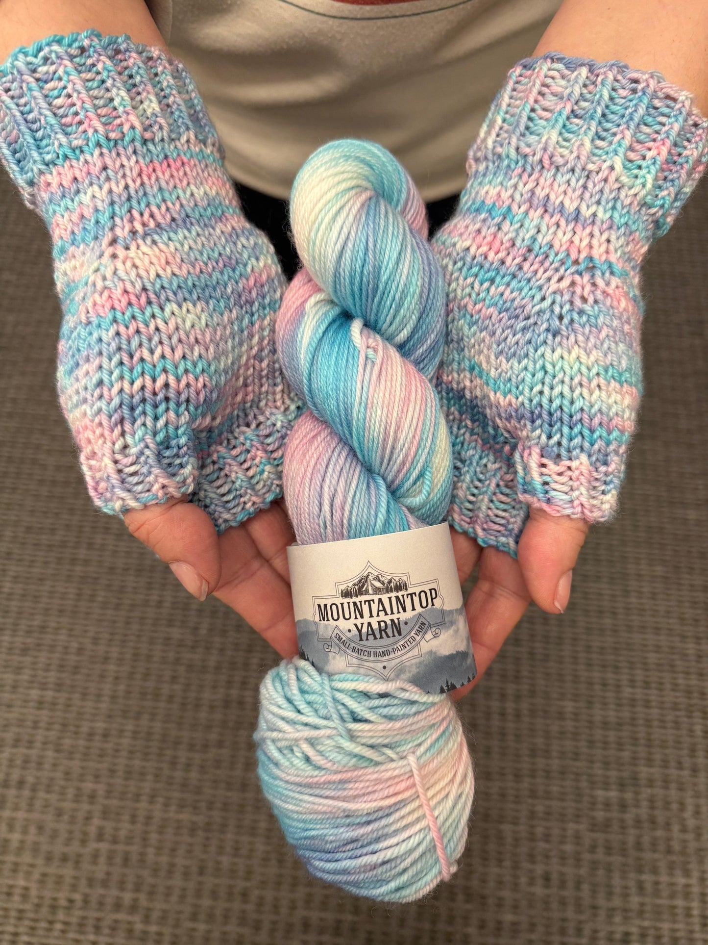 Mountaintop Yarn Fairy Floss Fingerless Mitts- Digital Pattern Needlecraft Patterns