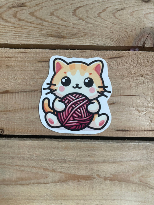 Mountaintop Yarn Kitten with Yarn Sticker Sticker