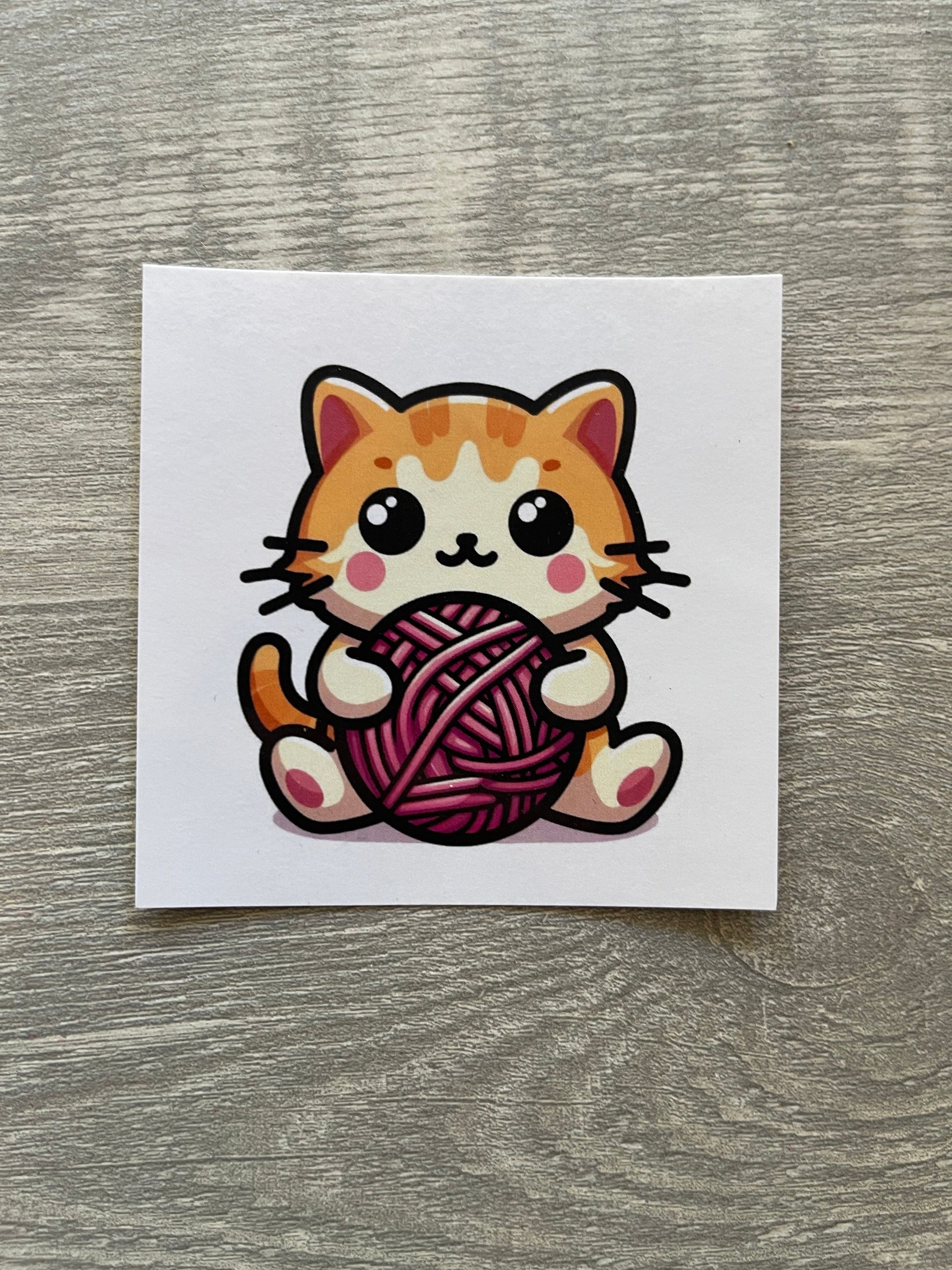 Mountaintop Yarn Kitten with Yarn Sticker Sticker