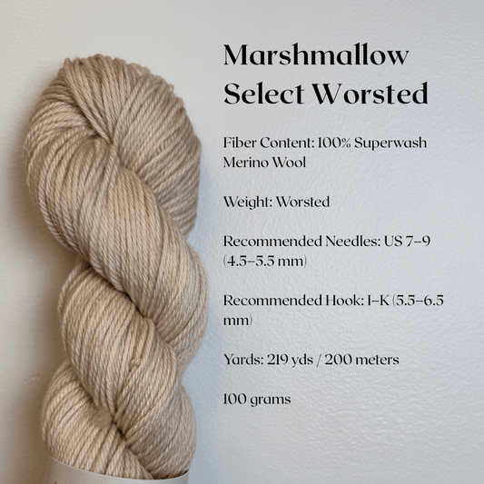Mountaintop Yarn Marshmallow Select Worsted Bone Yarn