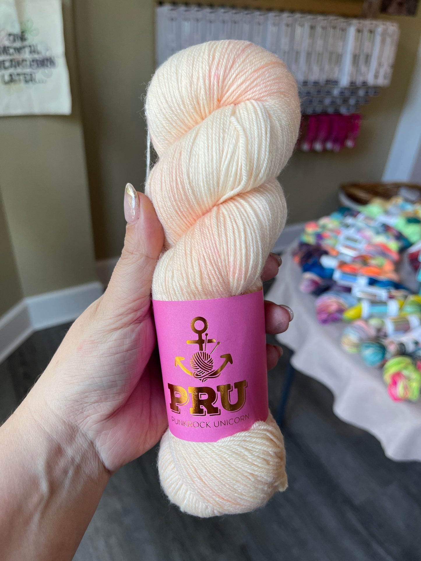 Mountaintop Yarn Ranunculus Cream Punk Rock Unicorn - Soul - Sock Yarn Stash Yarn