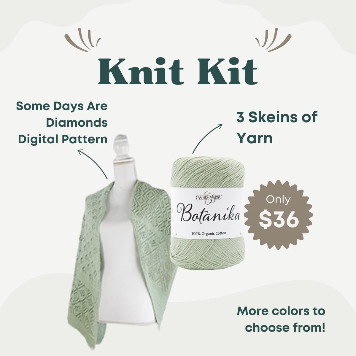 Mountaintop Yarn Some Days are Diamonds Knitting Kit Craft Kits
