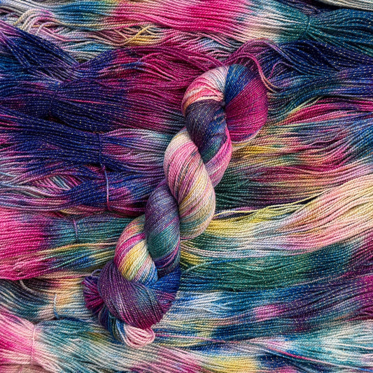 Mountaintop Yarn Stained Glass - Gold Glitter - Fingering Weight Yarn