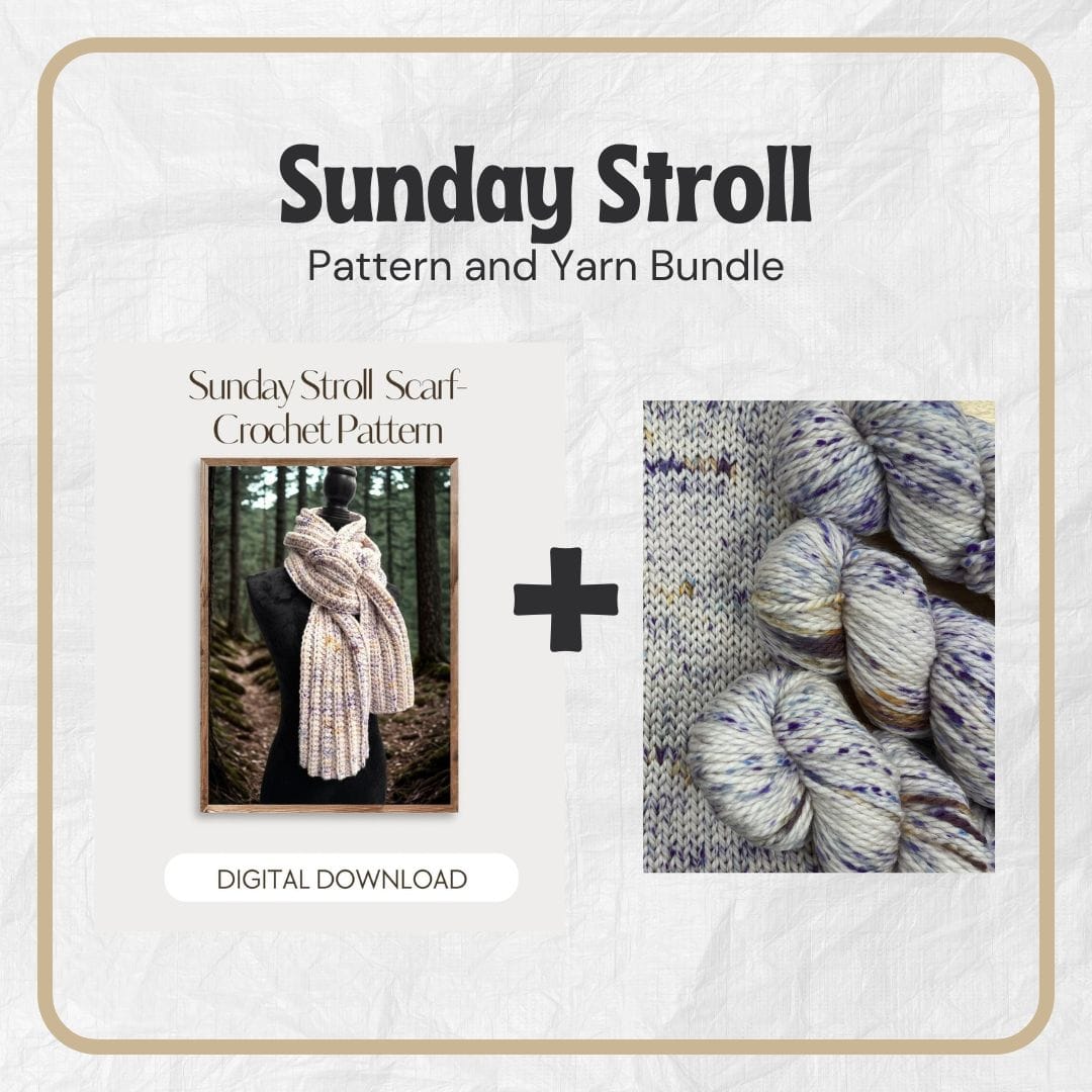 Mountaintop Yarn Sunday Stroll Scarf Bundle - Crochet Pattern and Yarn Kit Craft Kits