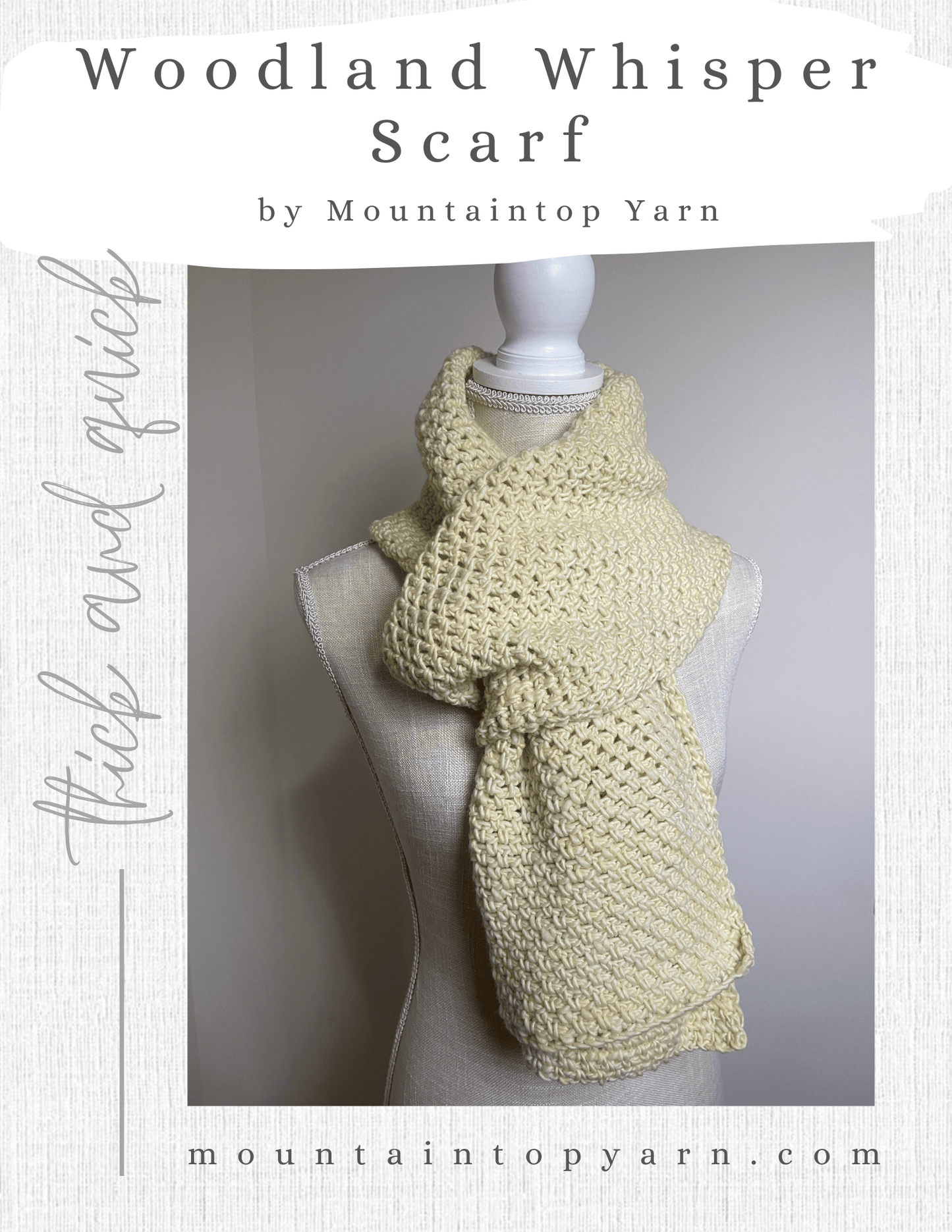 Mountaintop Yarn Woodland Whisper Scarf Crochet Pattern Needlecraft Patterns