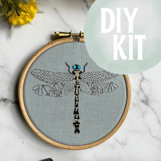 Nest Embirdery Olive Clubtail Dragonfly Mini Kit Embroidery Kit