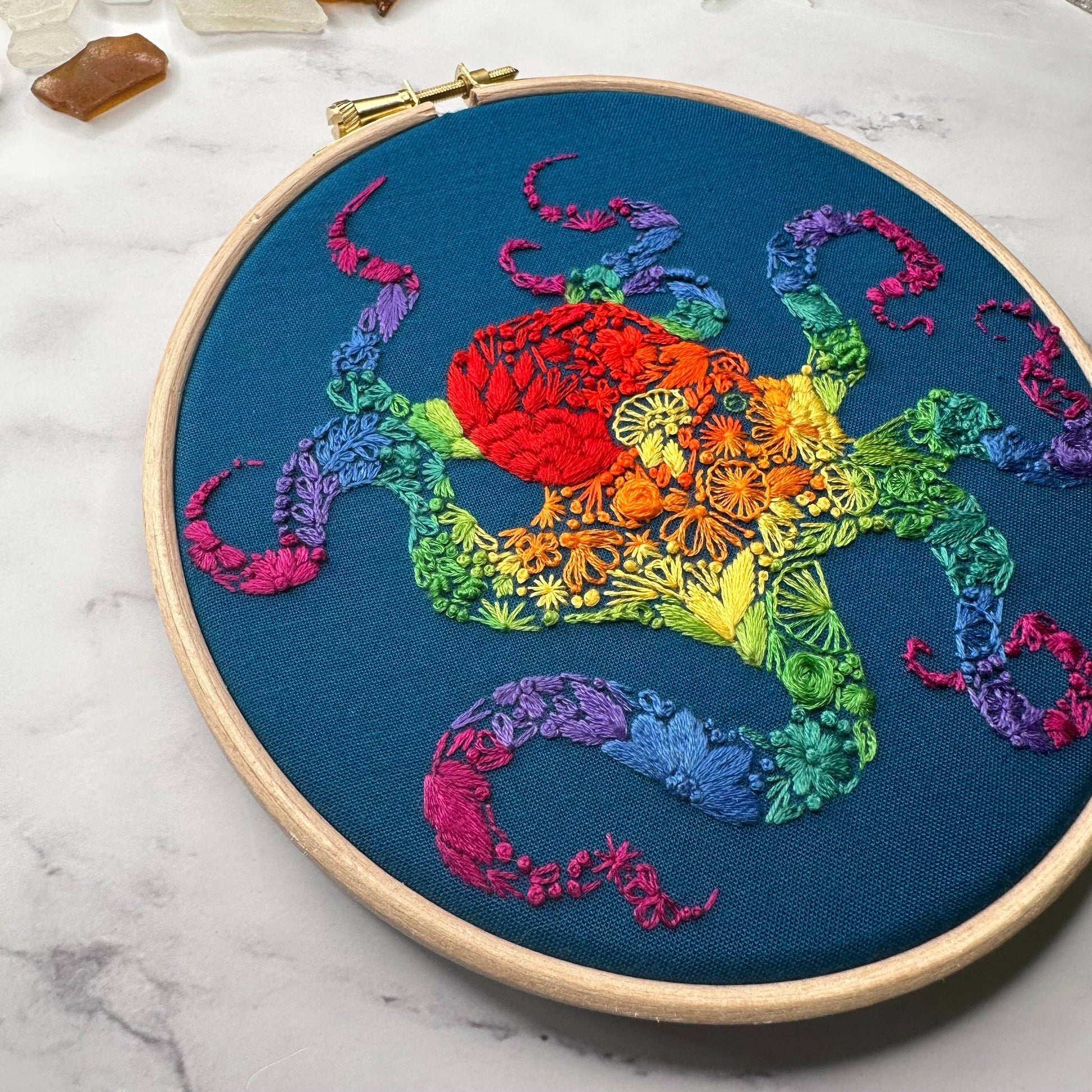 Nest Embirdery Rainbow Octopus Embroidery Kit Embroidery Kit