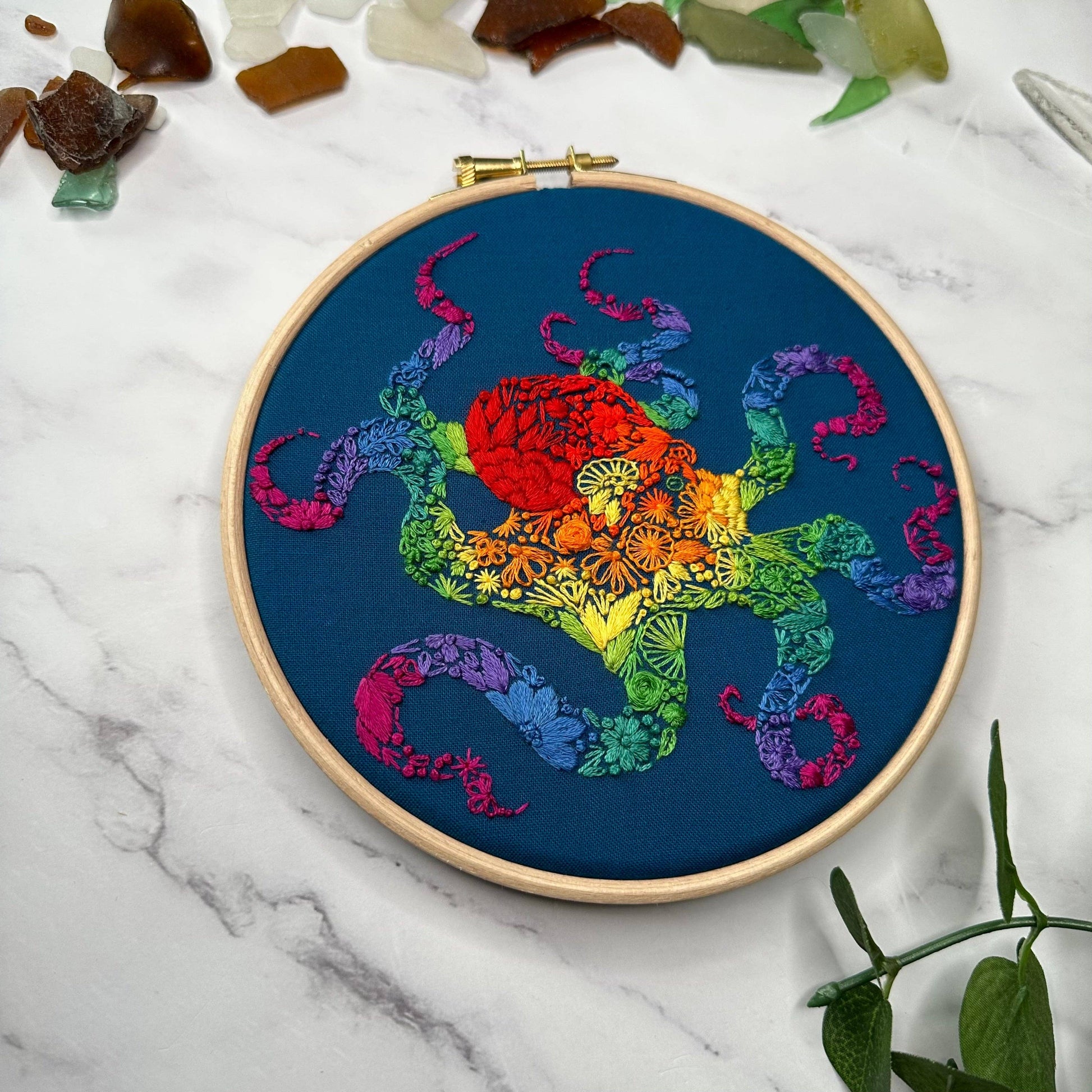 Nest Embirdery Rainbow Octopus Embroidery Kit Embroidery Kit