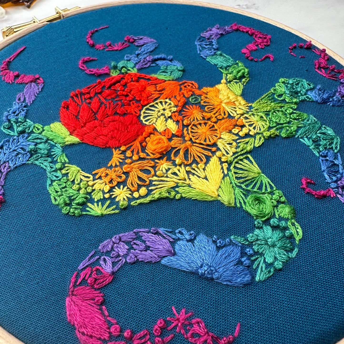 Nest Embirdery Rainbow Octopus Embroidery Kit Embroidery Kit