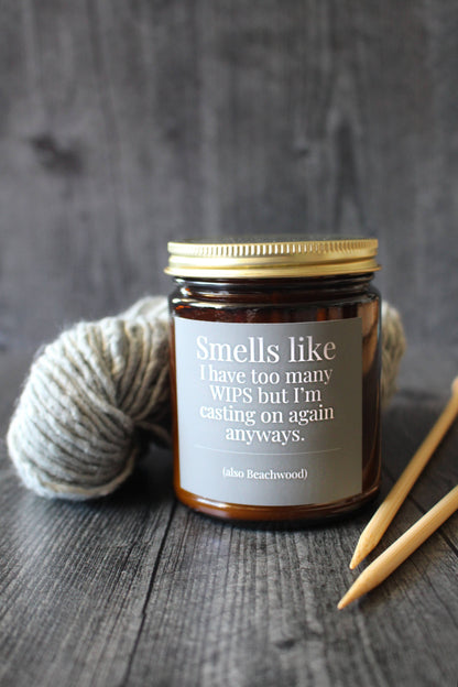 NNK Press 9 Oz Beachwood | Smells like I have too many WIPS but I am casting on again anyways Hand-poured Coconut Soy Wax Candles For Knitters Candle