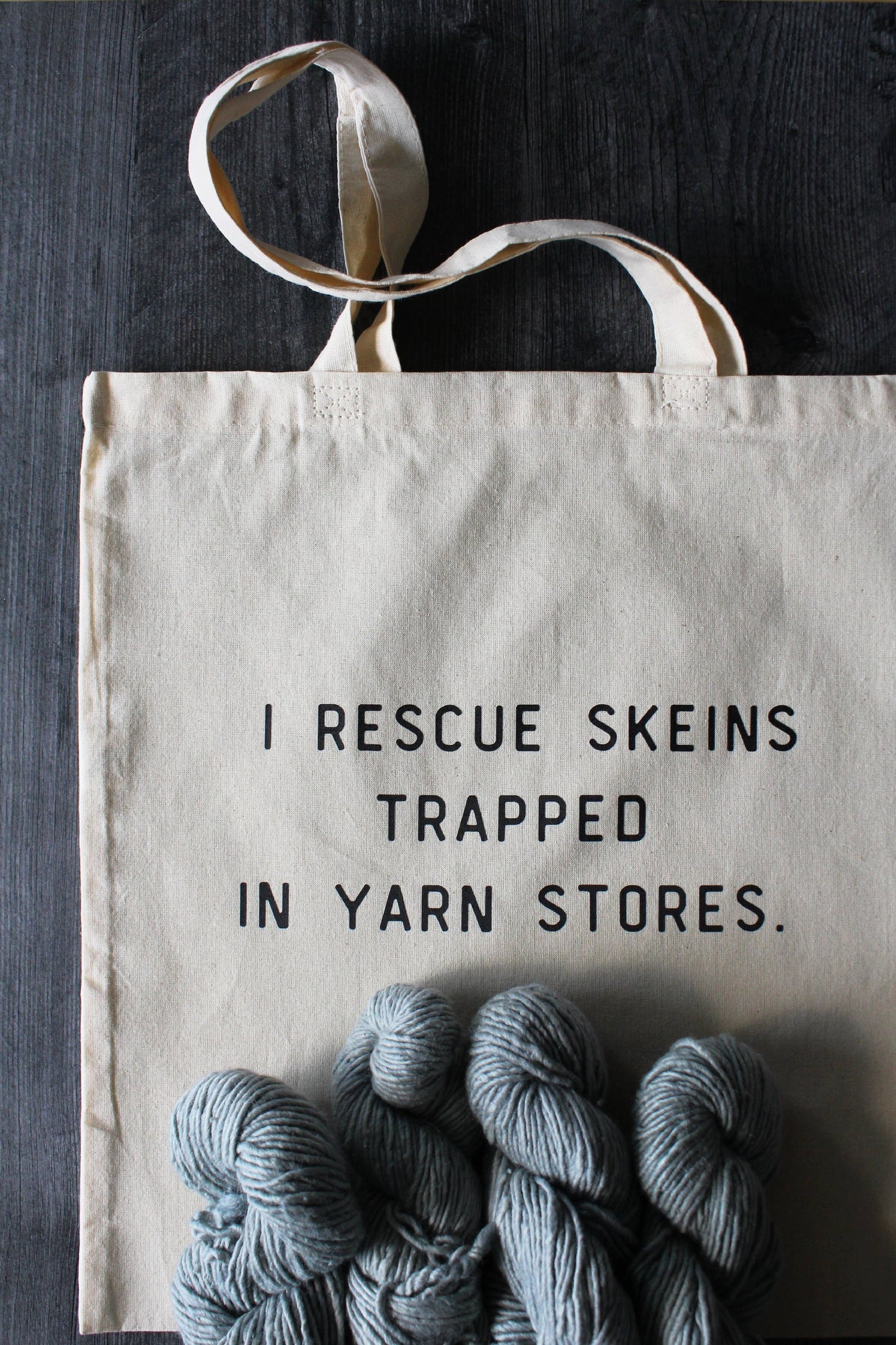 NNK Press "I Rescue Skeins Trapped In Yarn Stores" Tote Tote Bags