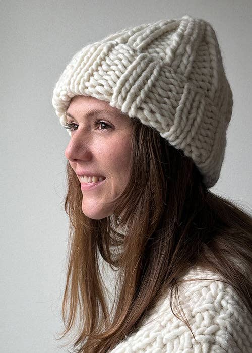 Project Weekend Margot Rib Beanie Knitting Kit Yarn