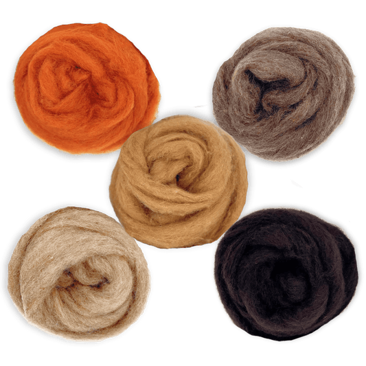 Revolution Fibers Autumn Harvest Carded Corriedale Wool Sliver Variety Pack Wool Roving