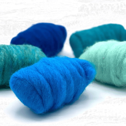 Revolution Fibers Deep Sea Carded Corriedale Wool Sliver Variety Pack Wool Roving
