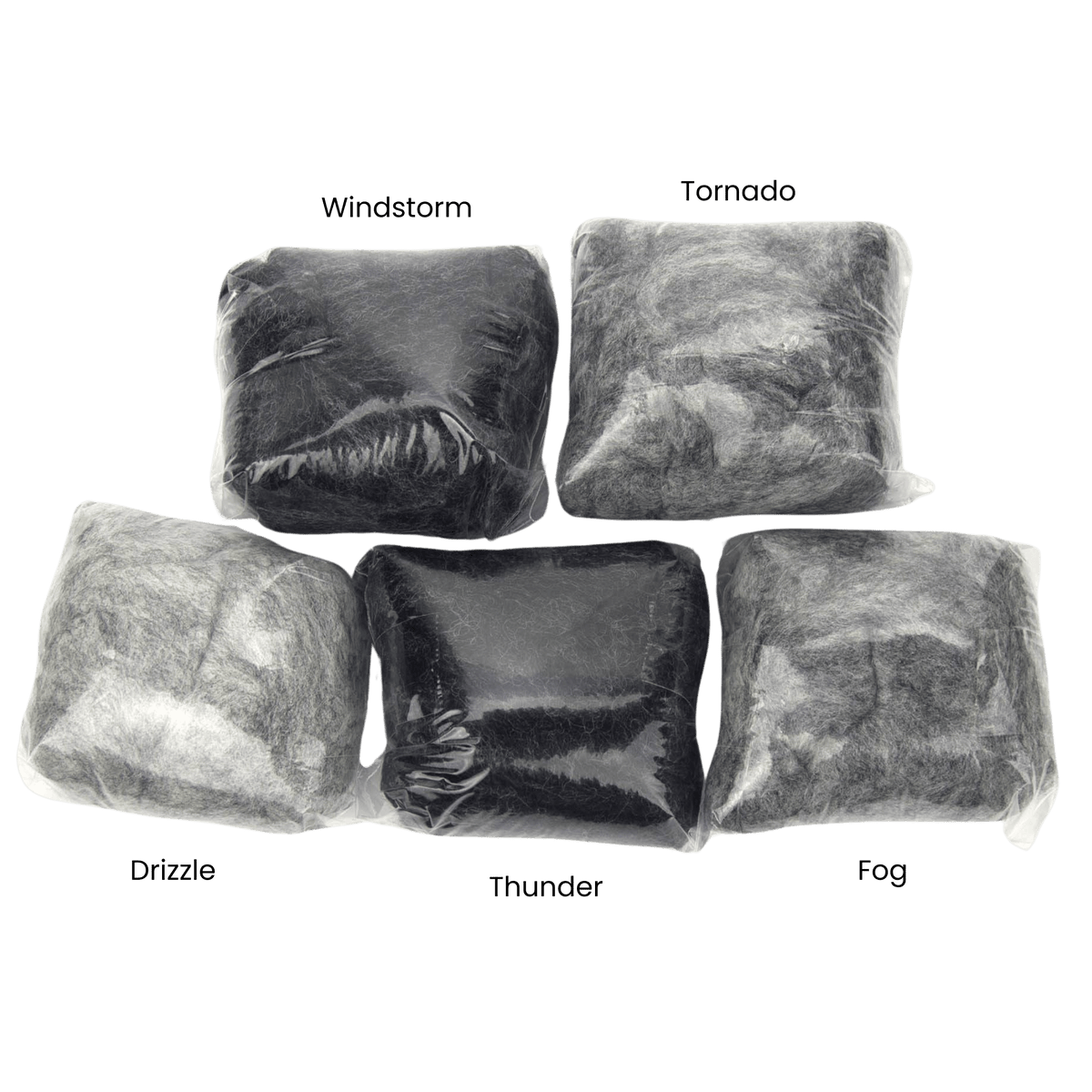Revolution Fibers Grey Spectrum Carded Corriedale Wool Sliver Variety Pack Wool Roving