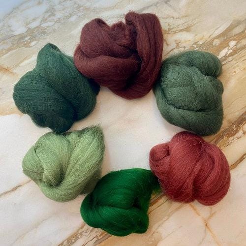 Revolution Fibers Shetland Collection | Forest Plum Bundle of Dyed Wool Tops | 150 Grams, 29 Micron Wool Roving