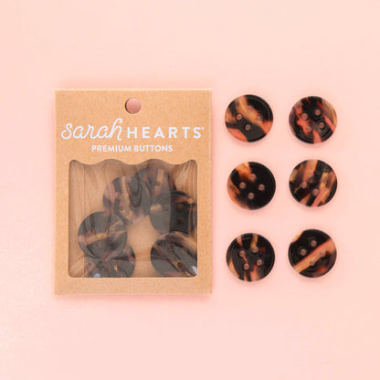 Sarah Hearts Tortoise Shell Large 1" Buttons Button
