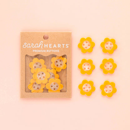 Sarah Hearts Yellow Daisy Large 1" Buttons Button