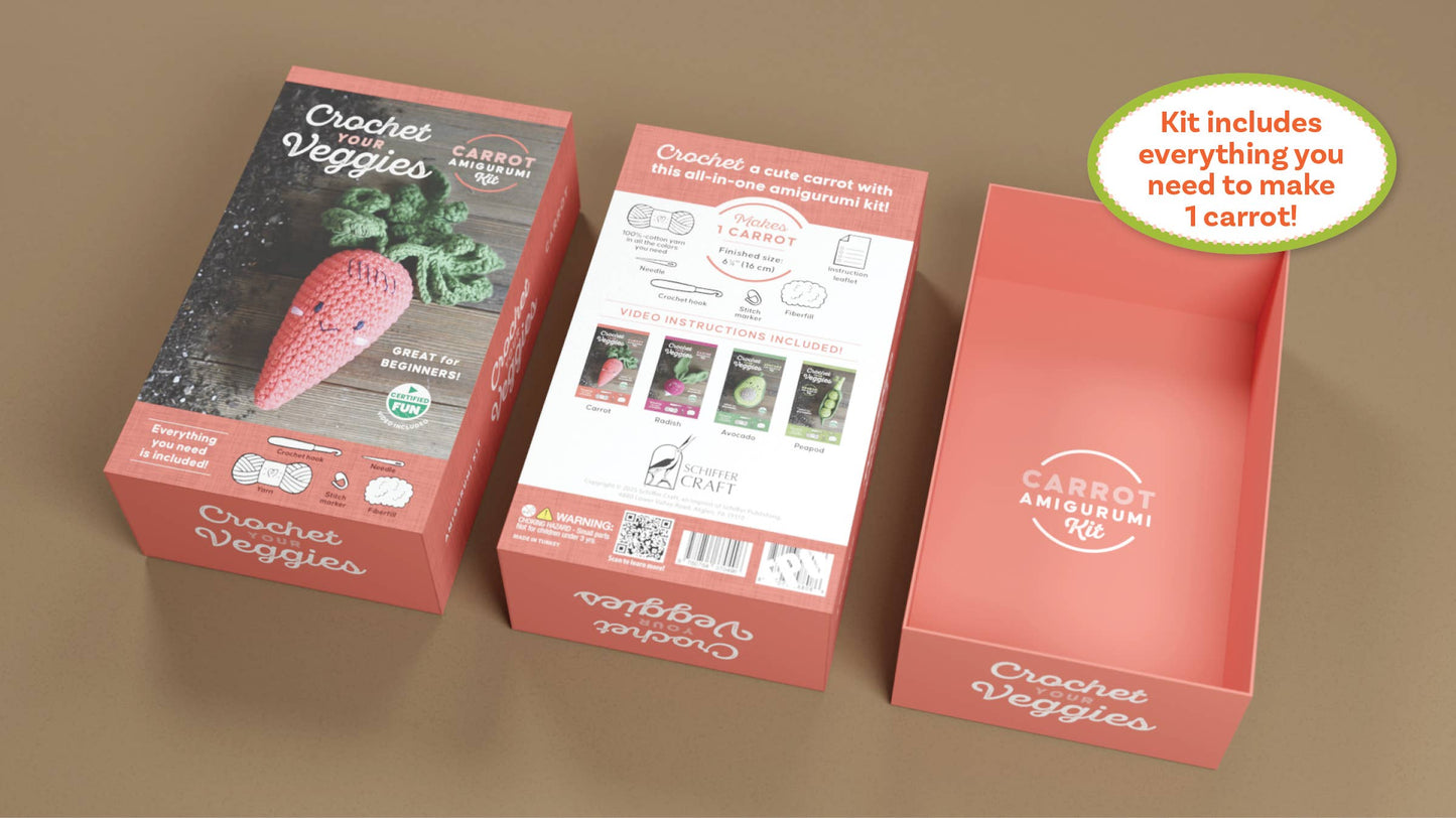 Schiffer Publishing Crochet Your Veggies Amigurumi Kit Carrot Craft Kits