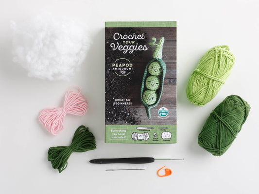 Schiffer Publishing Crochet Your Veggies Amigurumi Kit Peapod Craft Kits