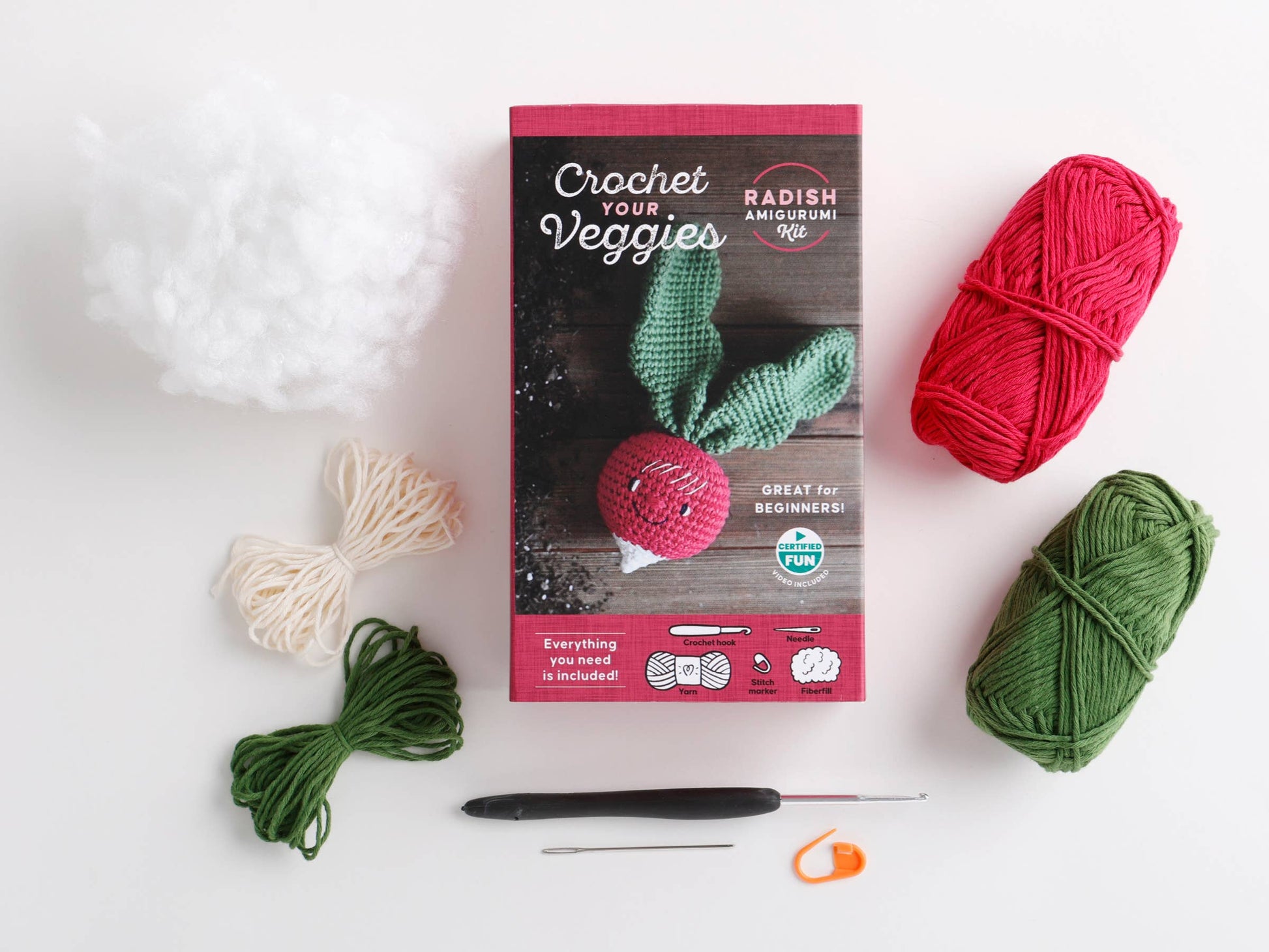 Schiffer Publishing Crochet Your Veggies Amigurumi Kit Radish Craft Kits