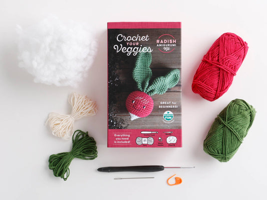 Schiffer Publishing Crochet Your Veggies Amigurumi Kit Radish Craft Kits