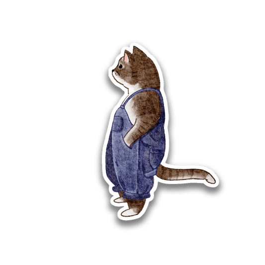 Stick With Finn Cat in Overalls Sticker Sticker