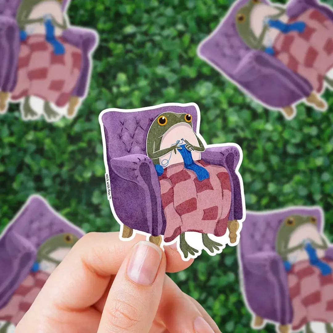 Stick With Finn Crocheting Frogson Sticker Sticker