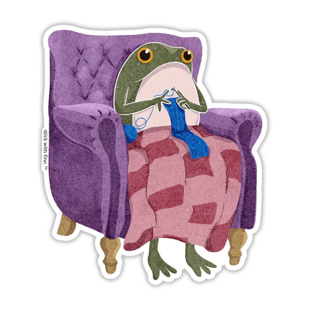 Stick With Finn Crocheting Frogson Sticker Sticker