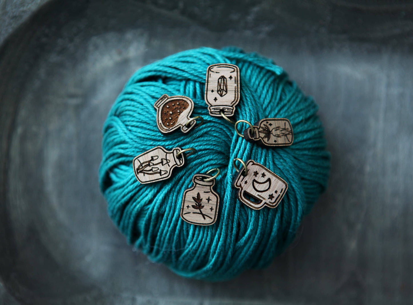 Sunrise Grove Apothecary Knitting Stitch Markers Walnut Set of 6 Stitch markers